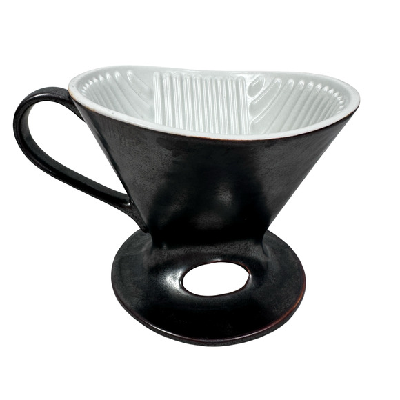 Melitta Signature Series Pour-Over Cone Coffeemaker Porcelain Glossy Gray Brown - Picture 1 of 6